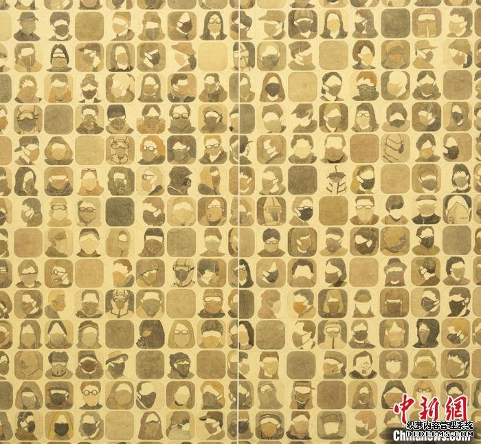 图为布鲁塞尔中国文化中心线上展出作品《全民抗疫》。布鲁塞尔中国文化中心供图