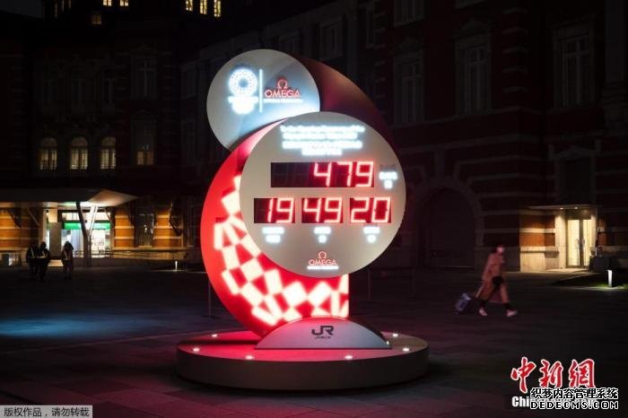 资料图：东京街头的奥运会倒计时牌重新启动计时。